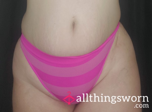 Pink Striped Nylon Thongs