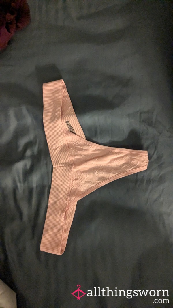 Pink Textured Cotton Thong