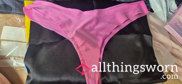 Pink Thong Dripping With My C*m.. Worn For 24hrs Before Getting Myself Off In The Car