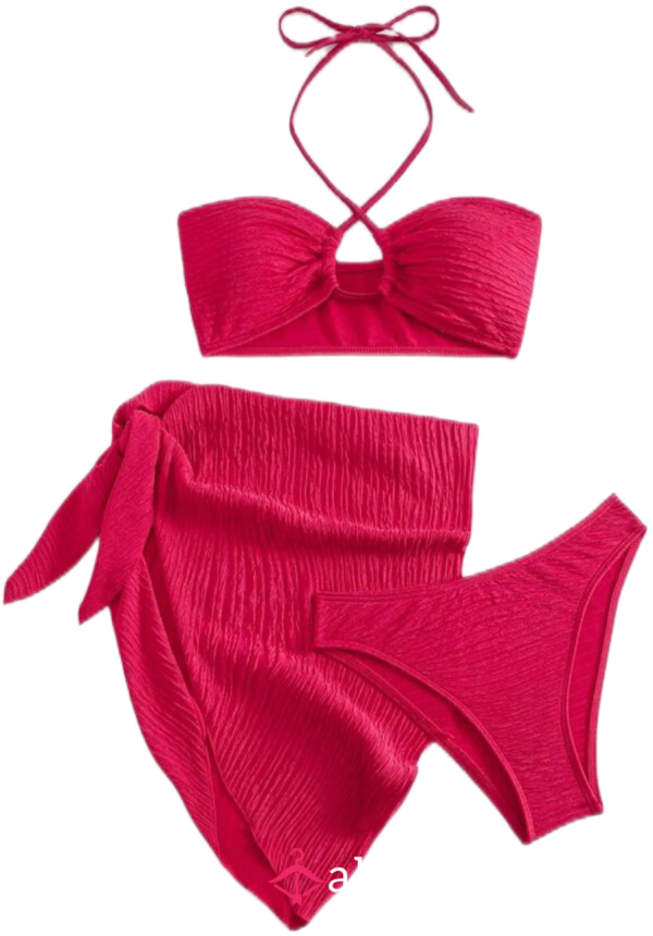 Pink Three Piece Bikini Set