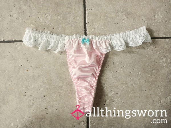 Baby Pink Thong With Frilly Waistband