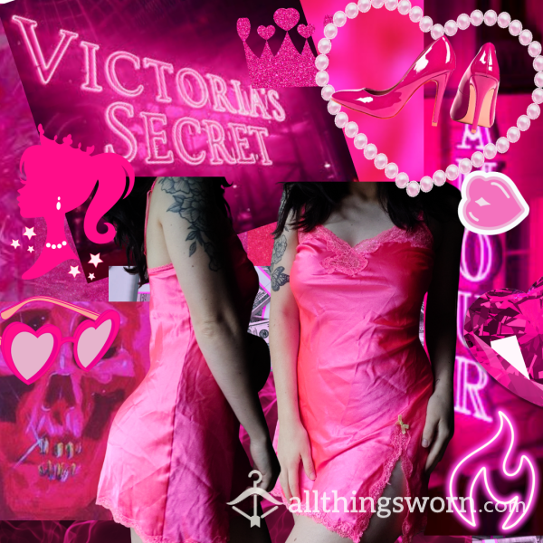 Electric Pink Victoria's Secret Slip With Dainty Bow On The Thigh Slit • Heavily Doscounted For Sellers [4 Saves On Jan.19