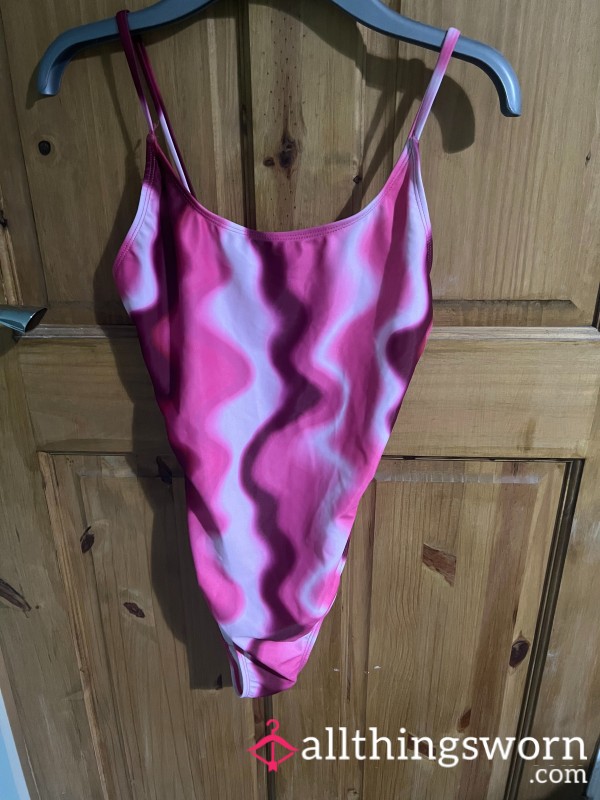 Pink Wavy Pattern Swimsuit For Sale In A Size 10 - £10 Per Day Of Wear Or £25 All In