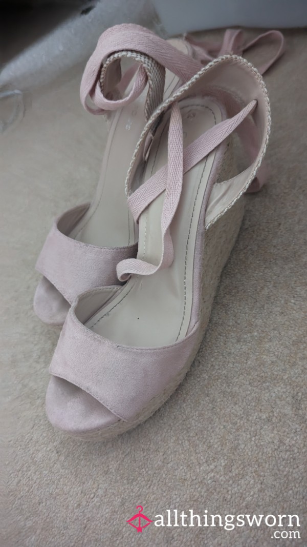 Pink Wedges Worn All Last Summer - Size 6/7