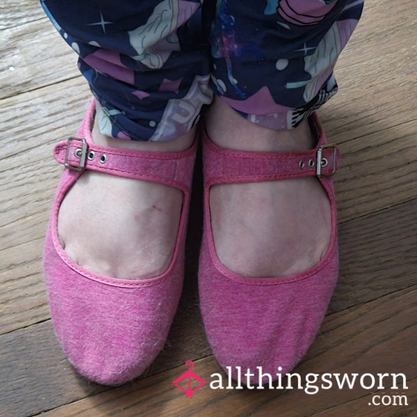 Smelly Pink Well Worn Ballet Flats / Mary Jane Shoes