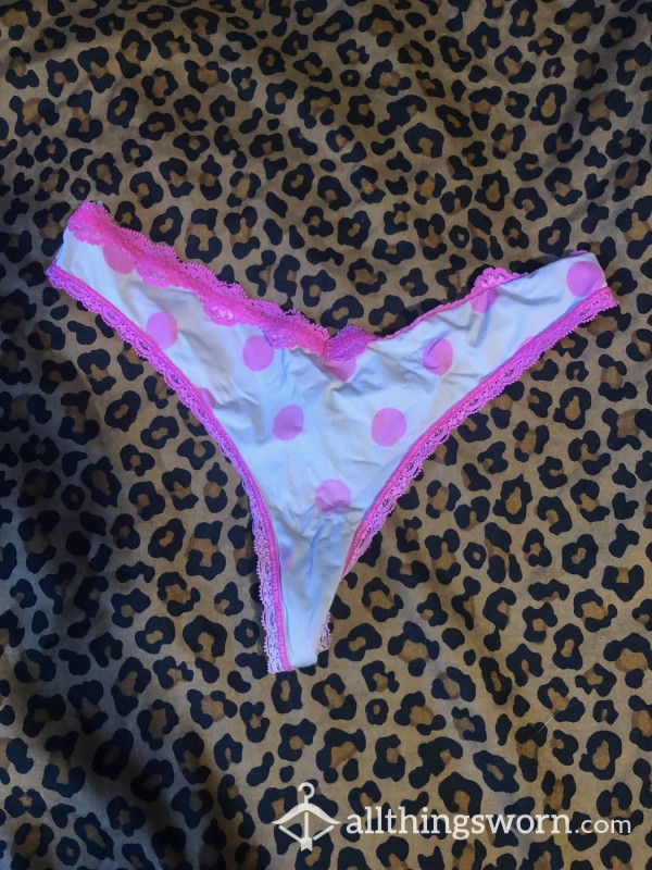 Pink & White Polk A Dot Thong