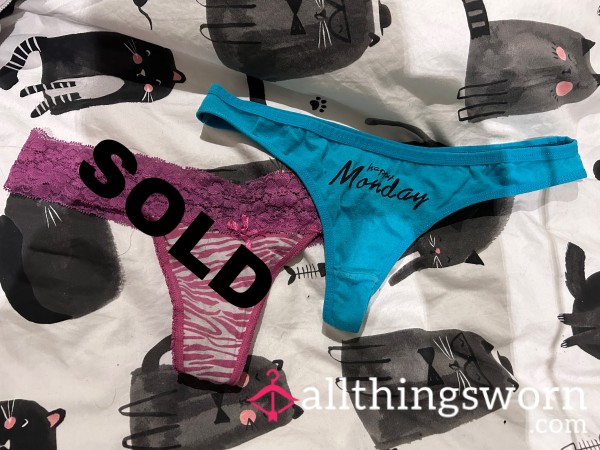 Pink Zebra Thong, Blue Monday Thong