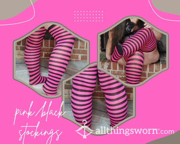 Pink/Black Stripped Stockings