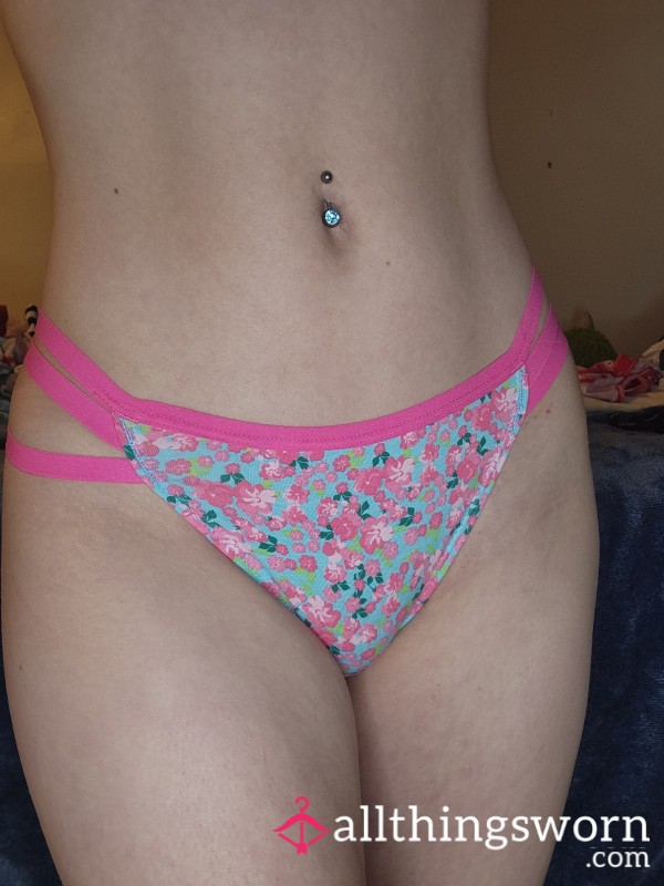 Pink/blue Flor*l Thong Xs