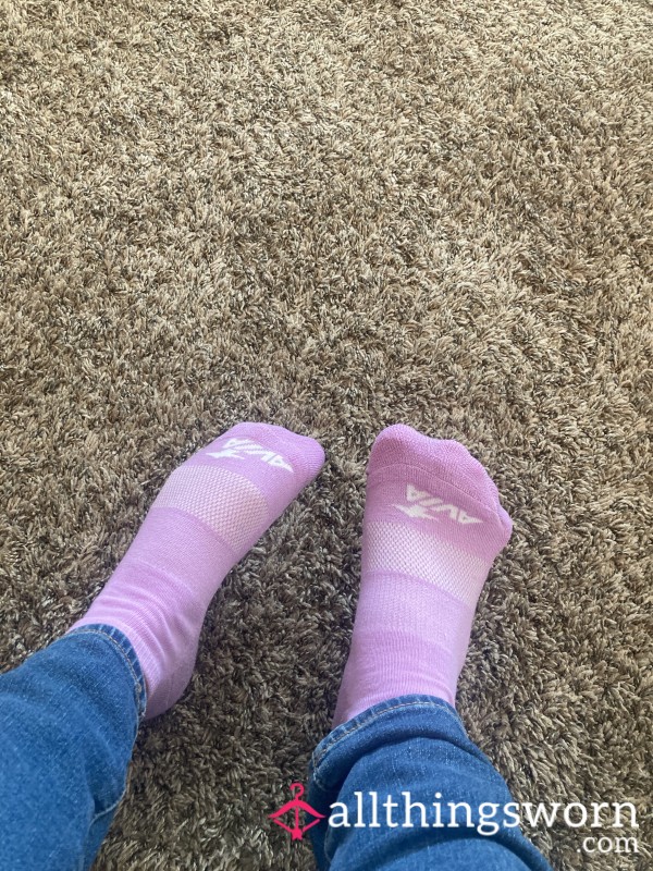 Pinkish Purple Avia Ankle Socks With White Logo