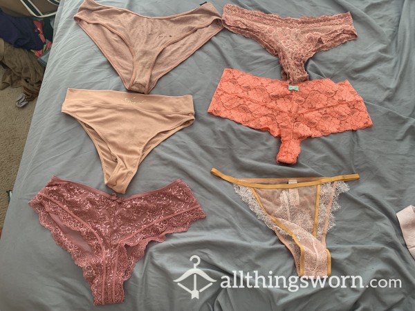 💖🧡PINK/ORANGE CHEEK PANTIES🧡💖 Lace, Shimmer, Cotton - You Pick!