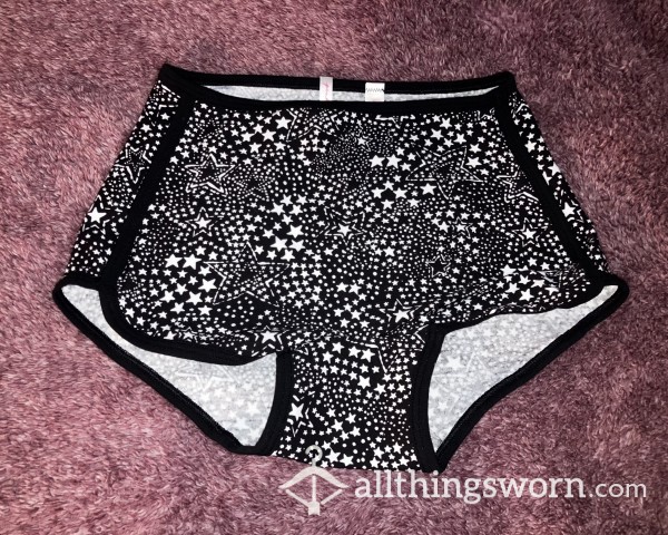 PINK/VS Black & White Star Boyshorts! Size S