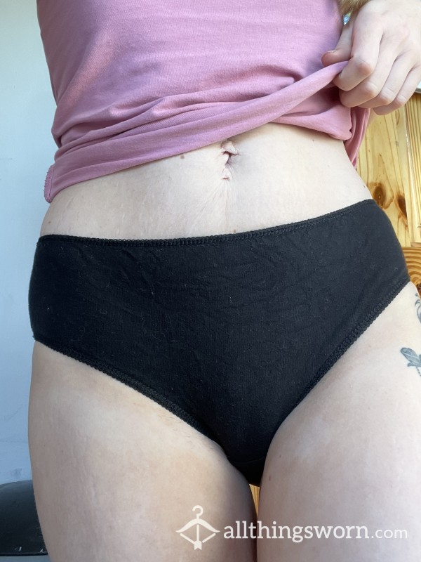 Plain Black Cotton Knickers