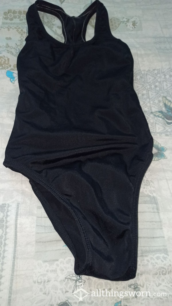 Plain Black One Piece Swimwear S