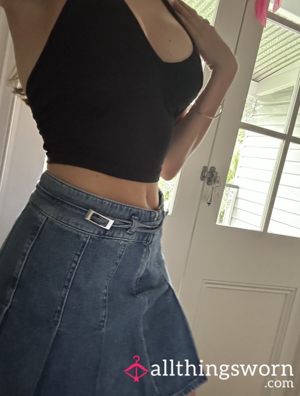 Pleated Denim Skirt Size Xs