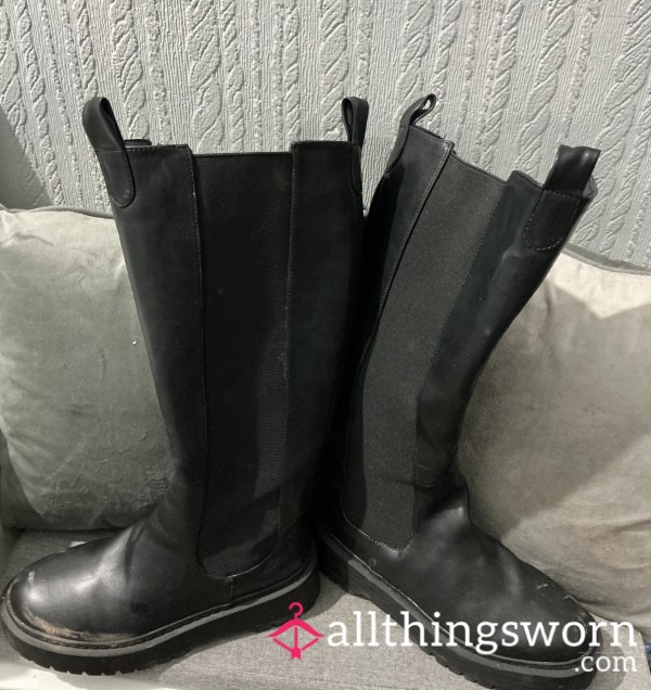 Pleather Knee High Boots Size 5