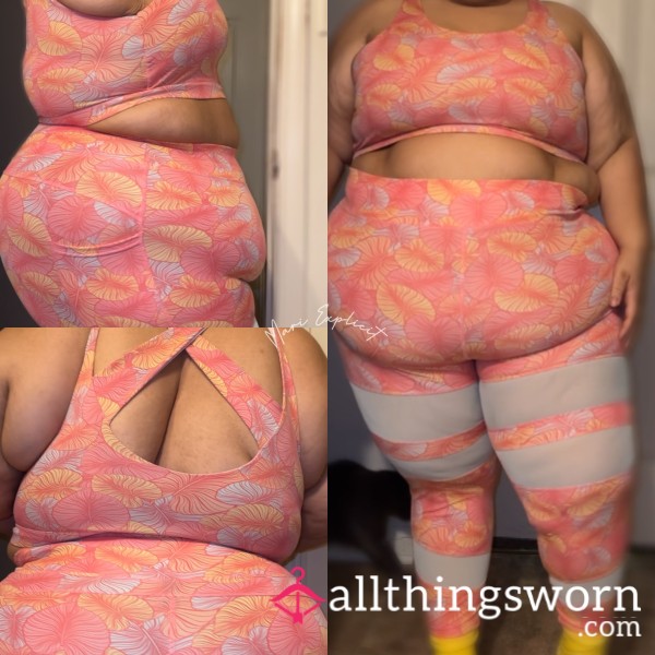 BBW Worn & Sweaty Matching Pink Gym Set