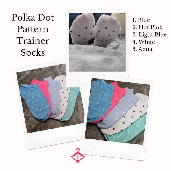 Polka Dot Pattern Trainer Socks | 3 Days Wear | Includes Pics & Clip | See Listing Photos For More Info - From £20.00 + P&P