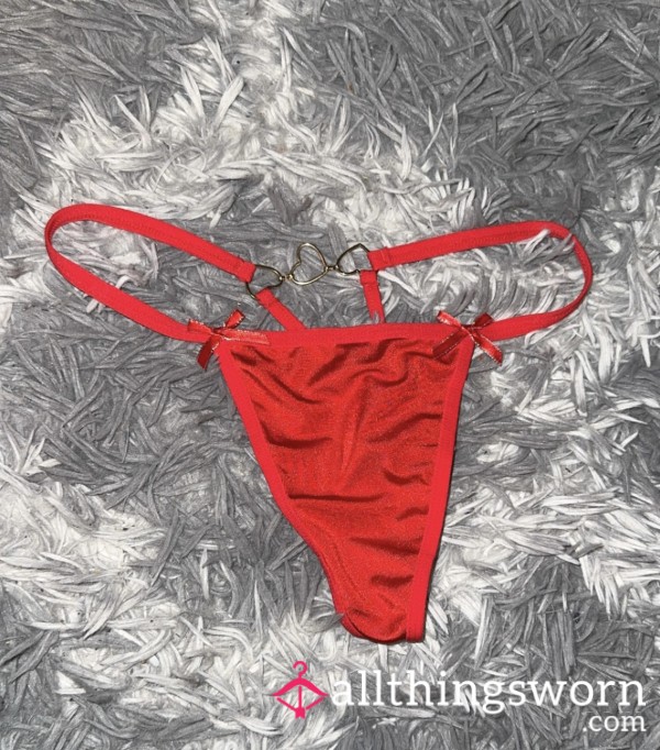 Polyester V String Thong With Metal Hearts