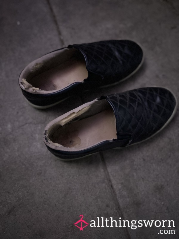 Pre-Owned Slip-On Shoes – Worn During 12-Hour Shifts At Psych Hosp*tal (Well-Loved, Comfortable)