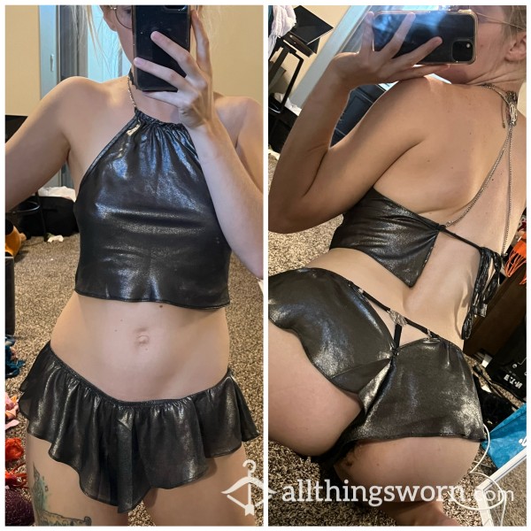 Pregnant Worn, Chain & Mesh Grey Full Set! —Size Small