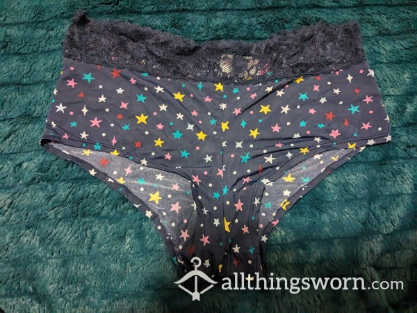 Pretty Dark Blue Rainbow Star Panties