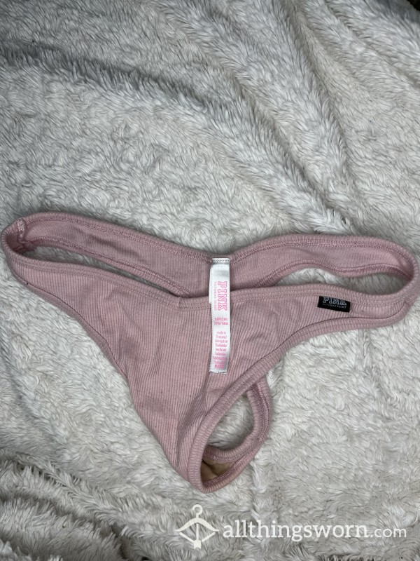 PRETTY PINK VICTORIA’S SECRET COTTON THONG