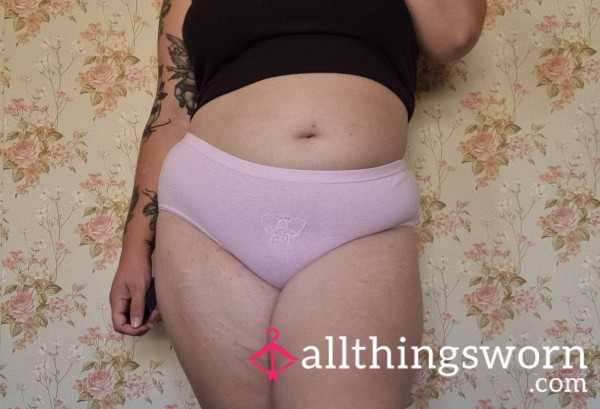 🩲 Pink Cotton Panties With Embroidered Bow 🎀