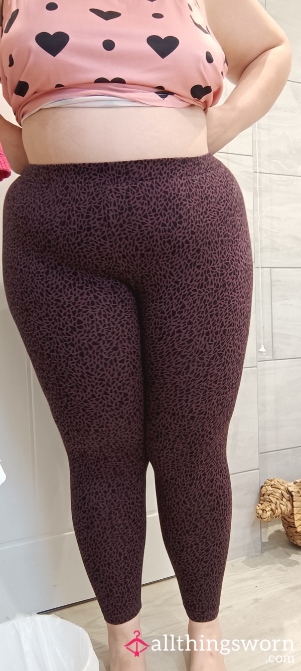 Purple Abstract Pattern Leggings UK Size 20