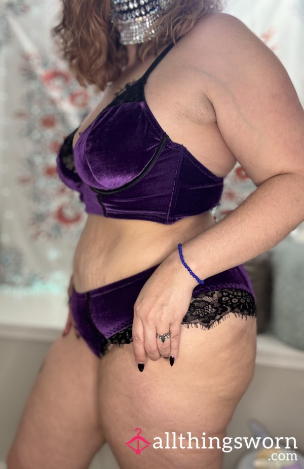 Purple And Black Lace Set