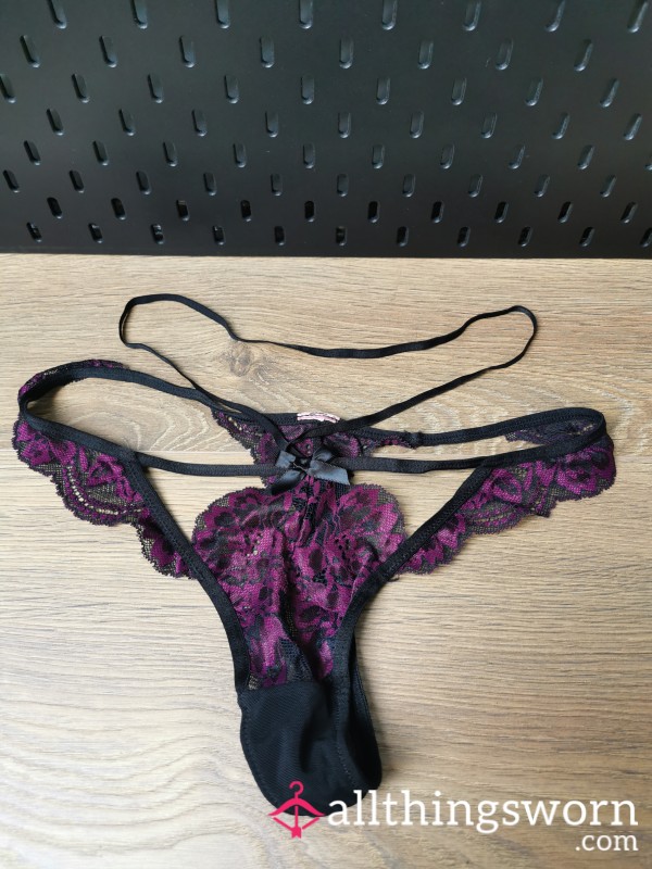 Purple And Black Thong