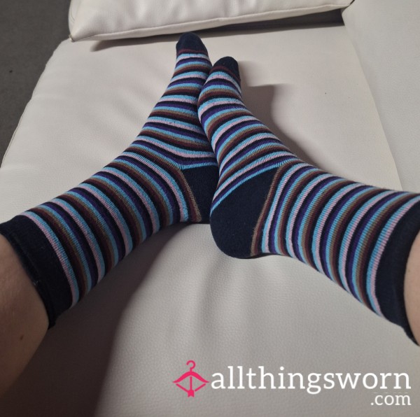 Purple And Blue Striped Socks