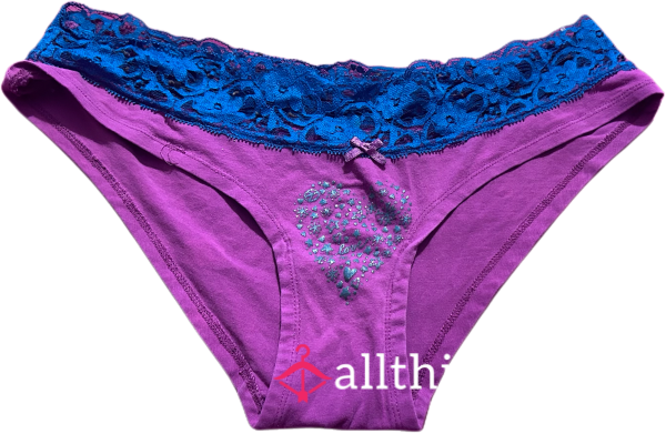 Purple And Blue Victoria’s Secret Panties With Lace Trim