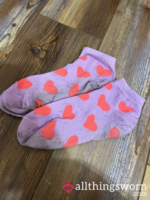 Stinky Purple And Pink Heart Socks