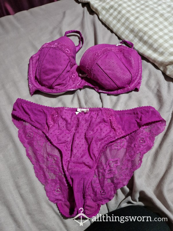 Purple Bra And Knickers Set