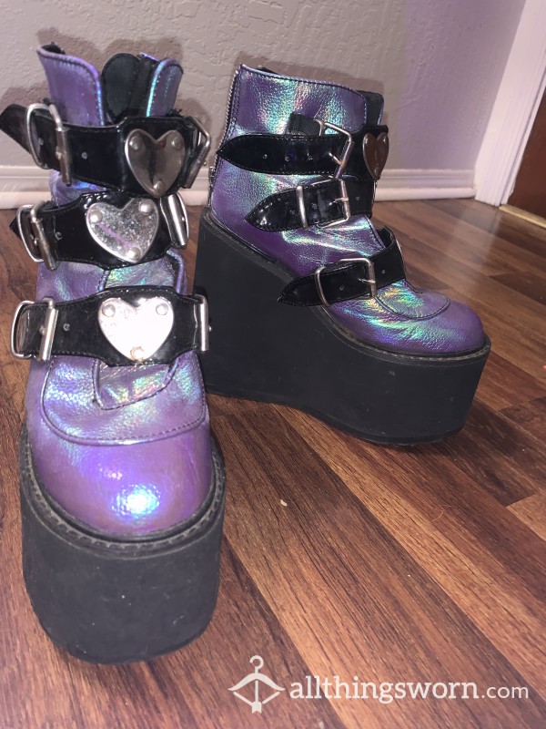 Purple Chrome 6 In. Platforms Demonias