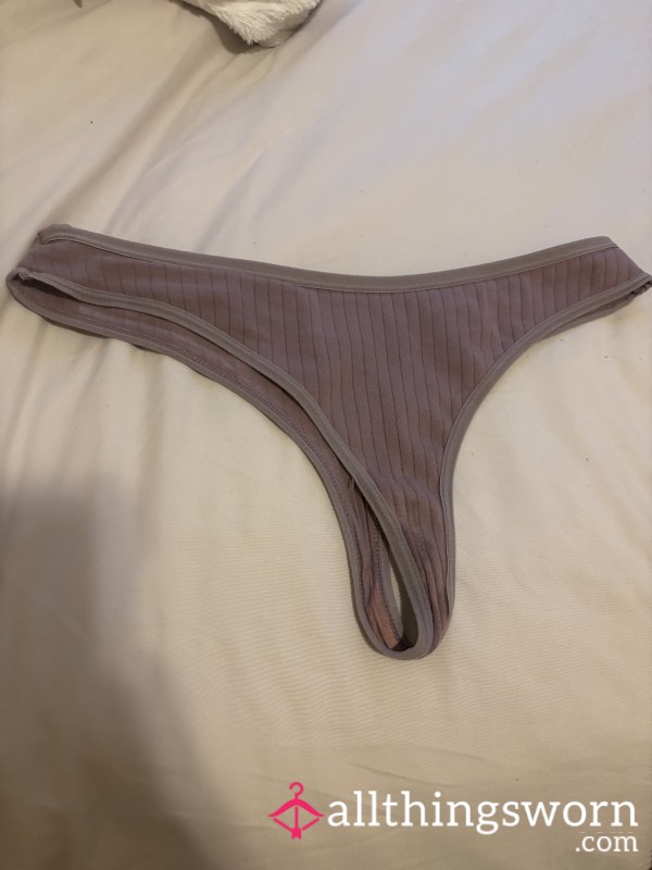 Purple Cotton Discolored Thong