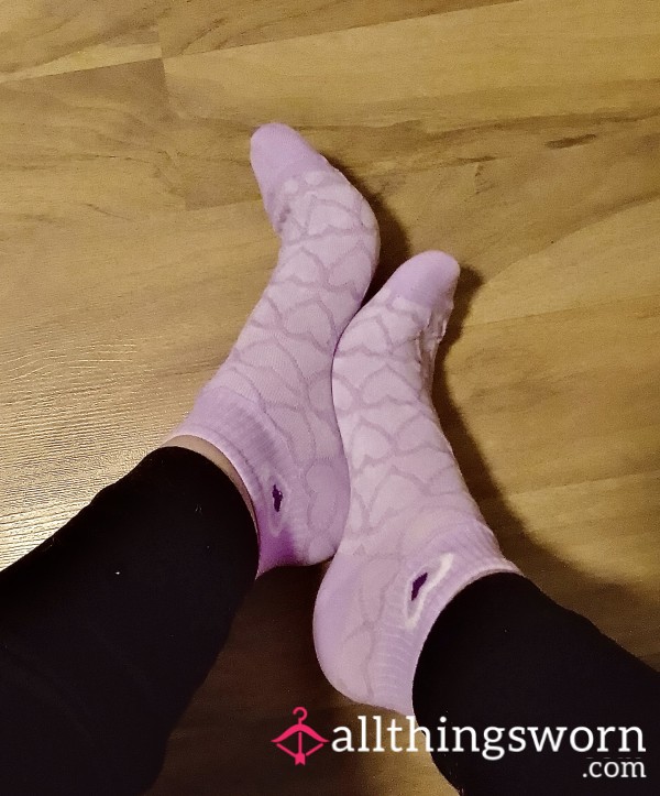 💜 Purple Cotton Socks With Heart Pattern 💜