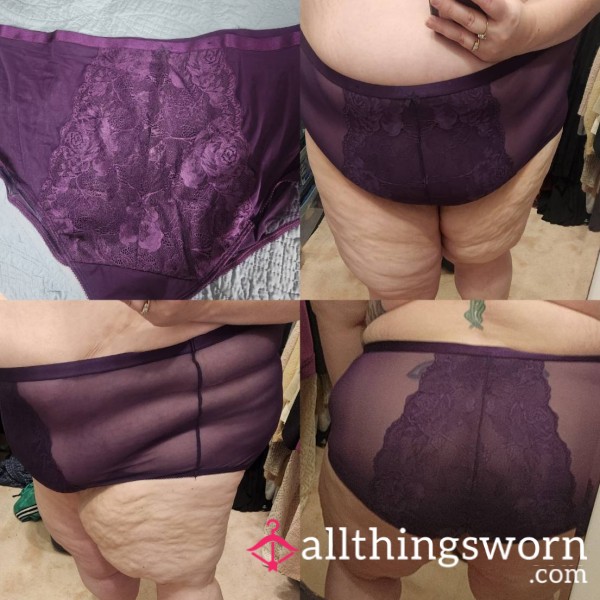 Purple Flor*l Lace High-Rise Full Back Brief Panty- Torrid Size 5