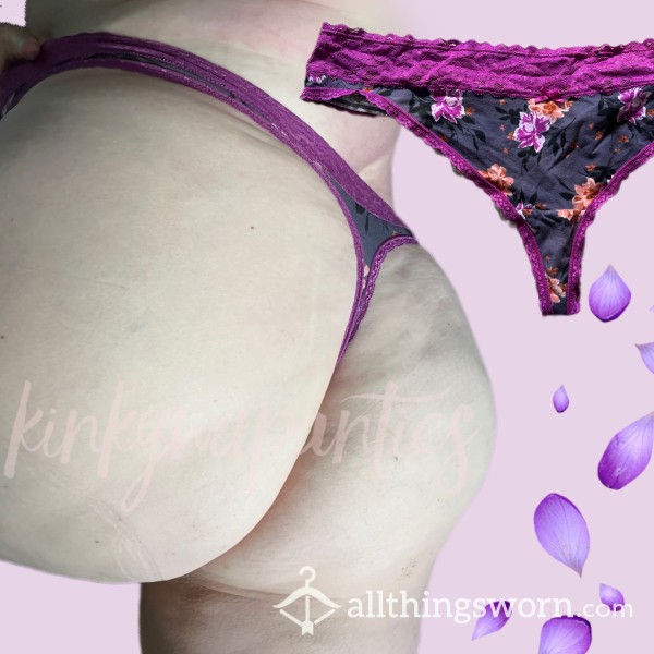 Purple Flor*l Thong - Includes 48-hour Wear & U.S. Shipping