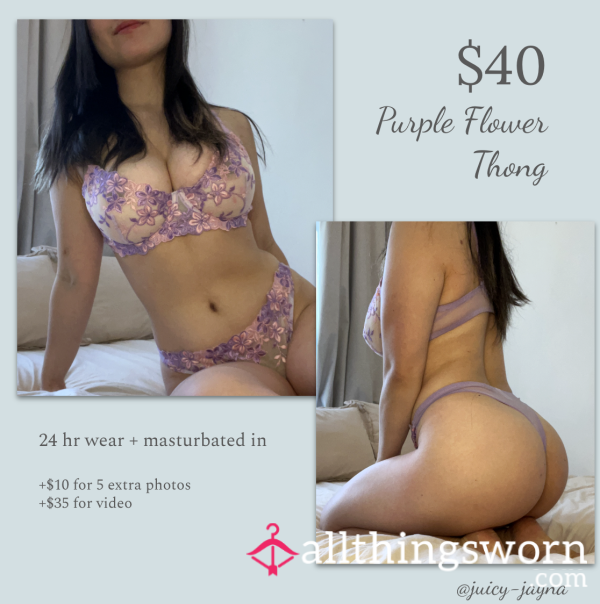 Purple Flower Thong