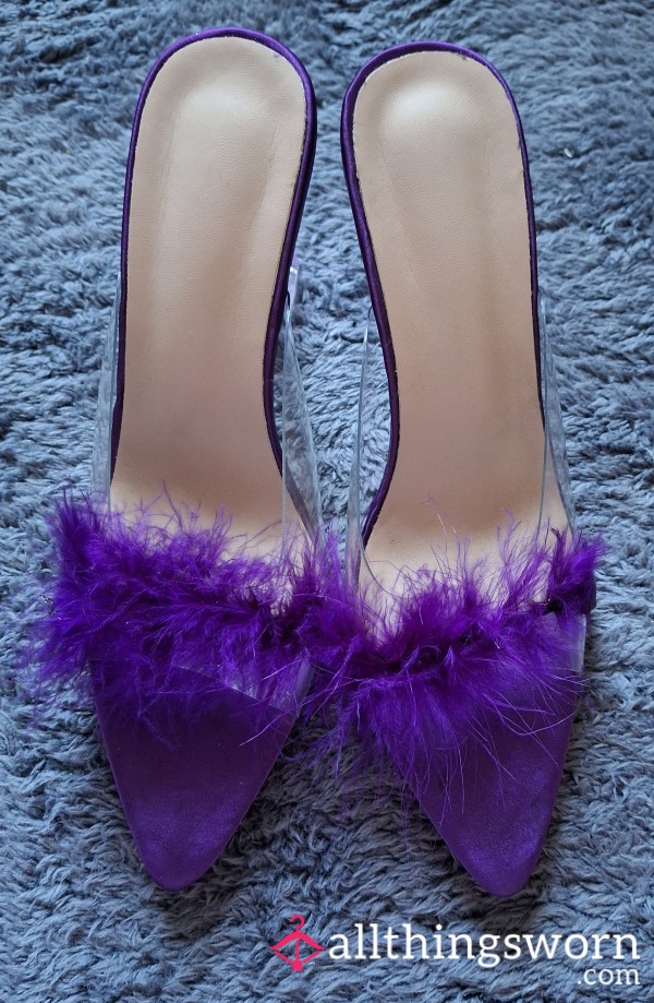 Purple Fluffy P**p Toe Stilettos 👠