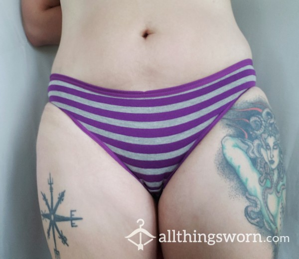 Purple & Grey Stripe Panties💜