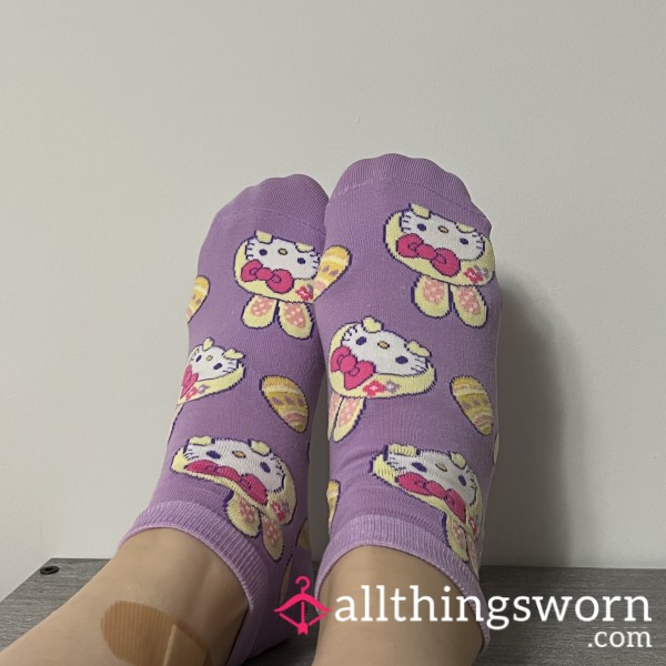 Purple Hello Kitty Easter Bunny Ankle Socks