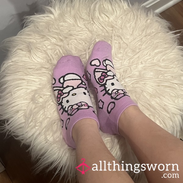 Purple Hello Kitty Hearts Cute Kawaii Valentines Ankle Socks