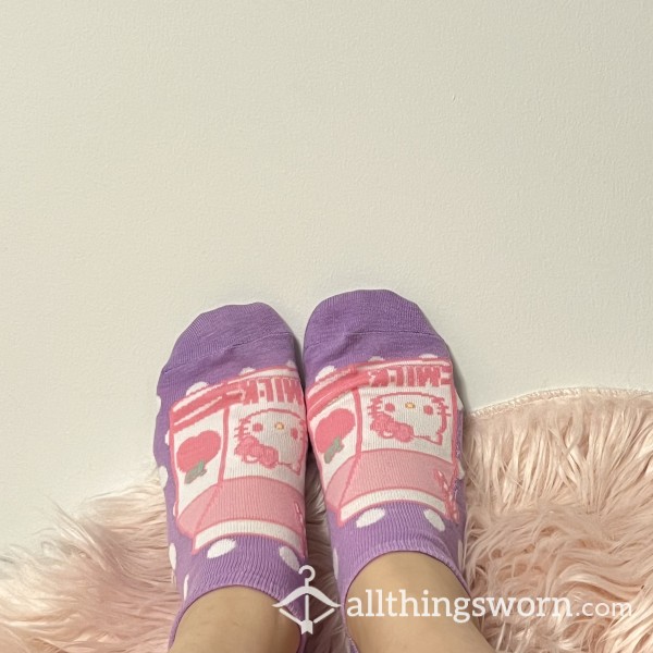 Purple Hello Kitty Strawberry Milk Socks