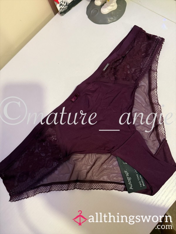 Valentines Purple Lace Brazilian Knickers By Autograph