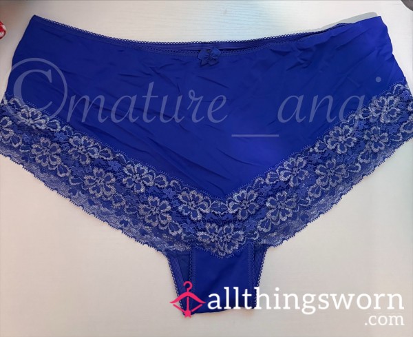 Purple Lace Edged Brazilian Knickers