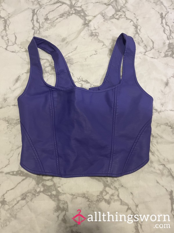 Purple Leather Crop Top