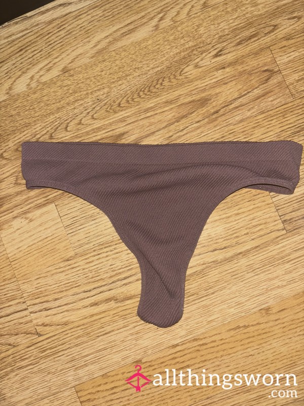 Purple Material Thongs (worn)